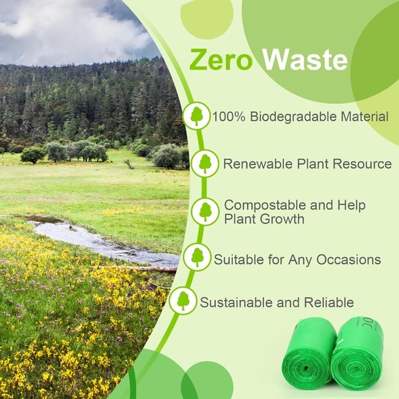 2.6 Gallon Compostable Bags, Biodegradable Small Trash Bags 100 Count Waste Bags - Picture 8 of 8